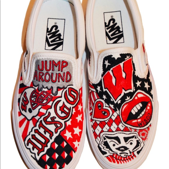 Vans Shoes - Custom University of Wisconsin, Badger sneakers